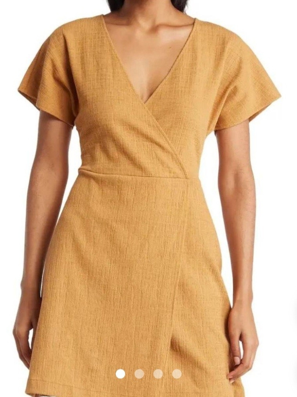 Mustard Short Sleeve A-Line Dress